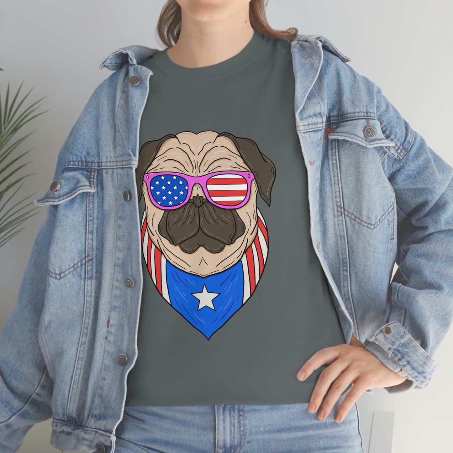 USA Flag Patriotic Pug T-Shirt