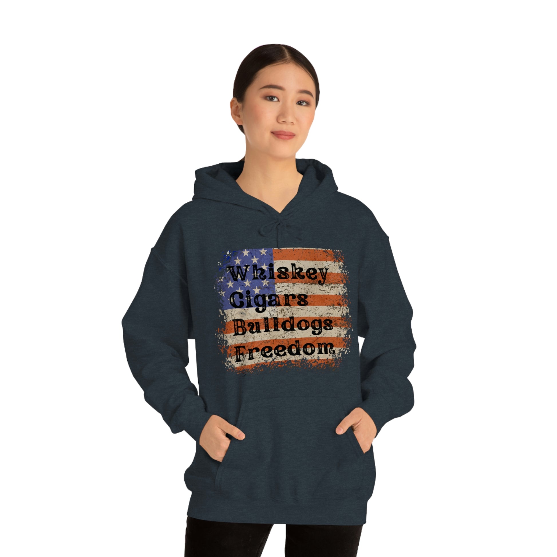 USA Rustic Flag Whiskey Bulldog hoodie