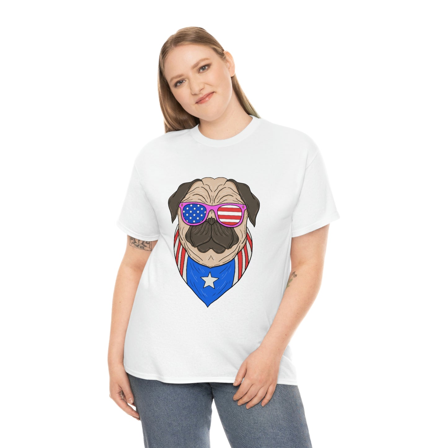 USA Flag Patriotic Pug T-Shirt