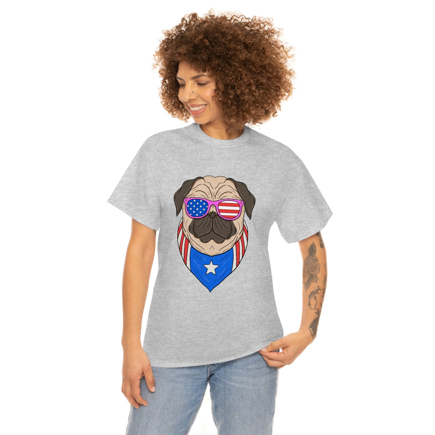 USA Flag Patriotic Pug T-Shirt