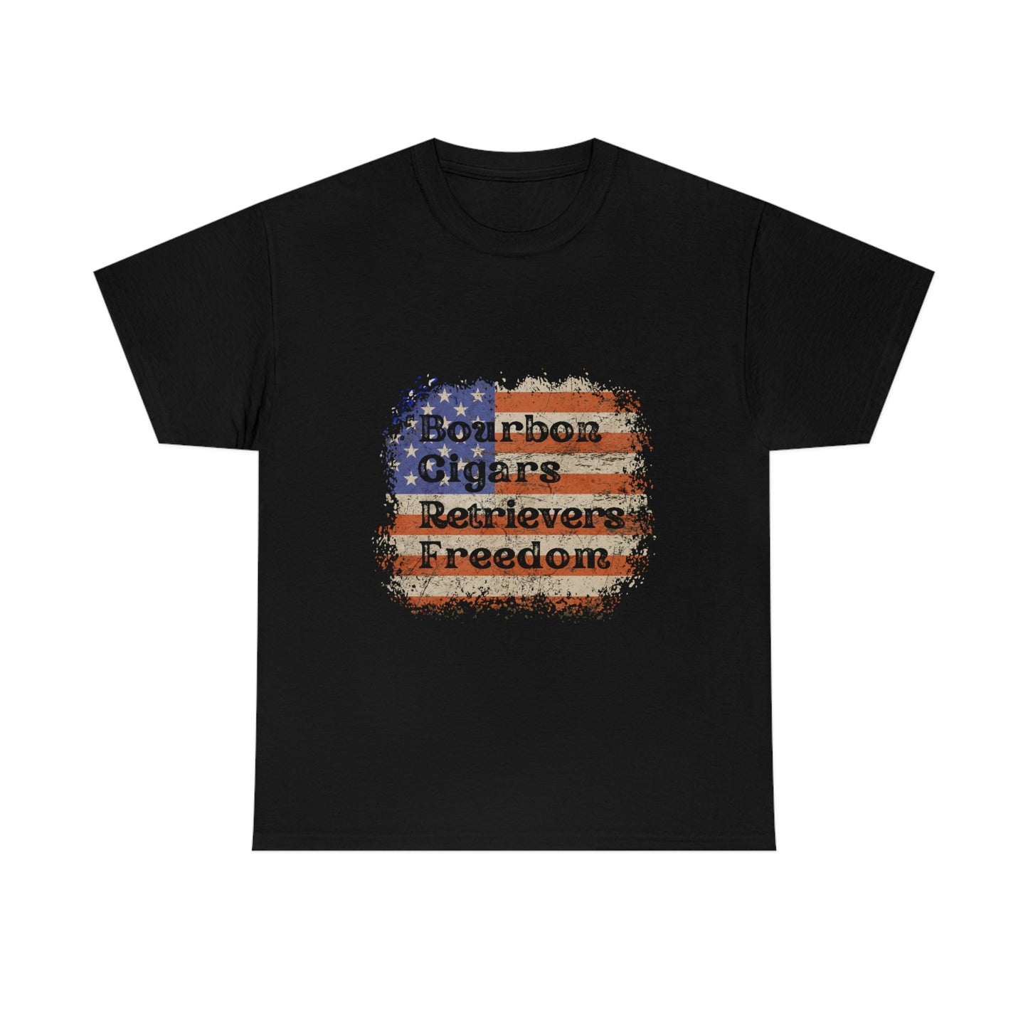 Patriotic Rustic USA Flag Bourbon Cigars Retrievers T-Shirt