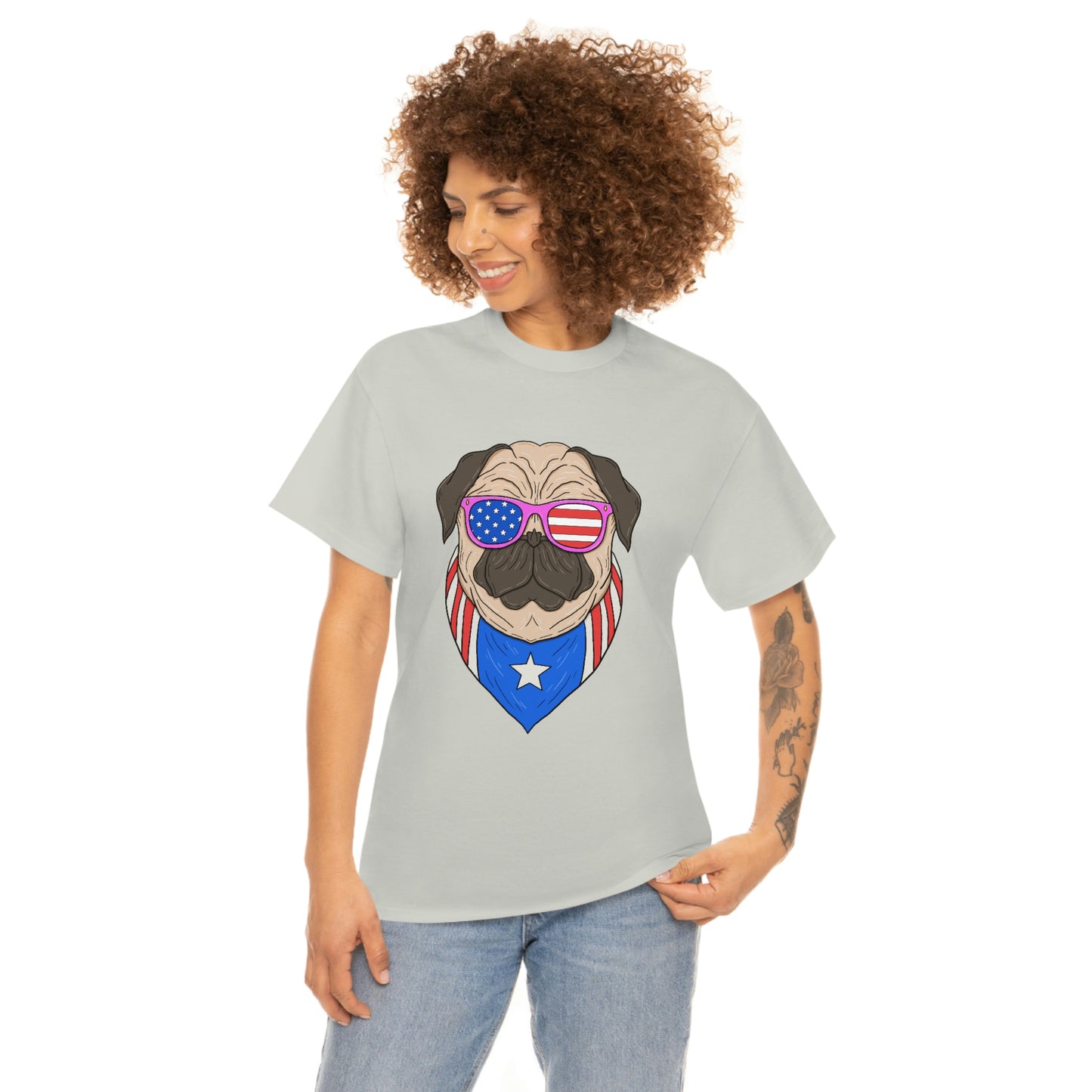 USA Flag Patriotic Pug T-Shirt