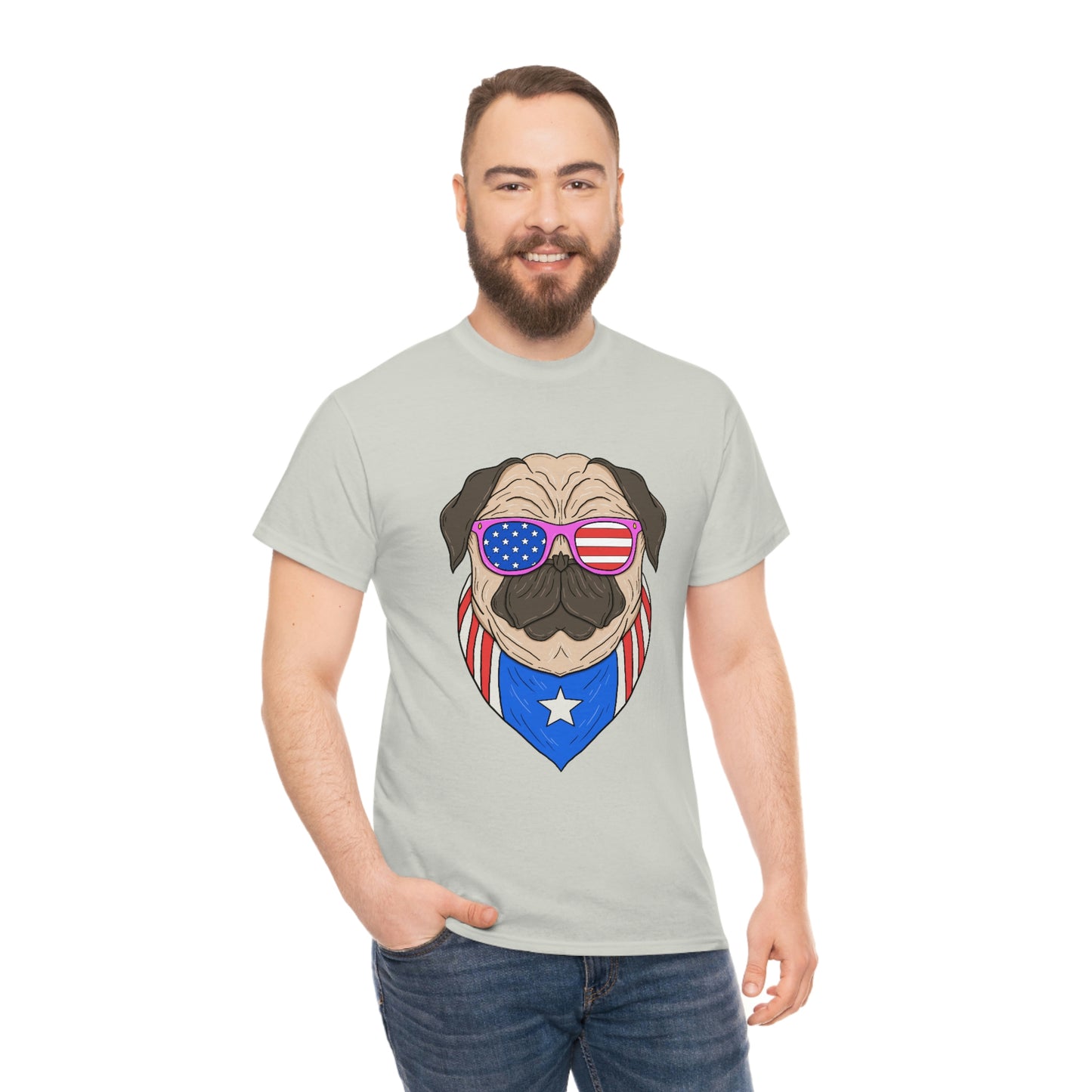 USA Flag Patriotic Pug T-Shirt