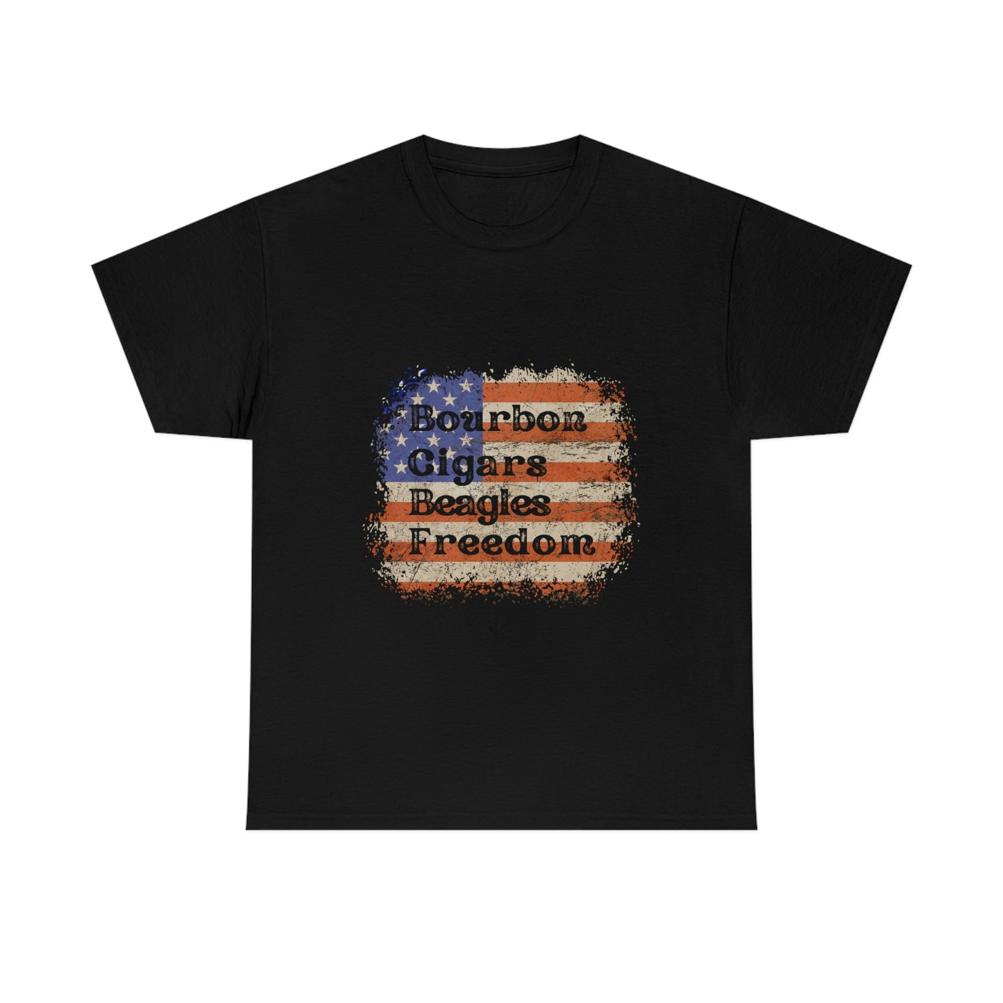 Patriotic Rustic USA Flag Bourbon Cigars Beagles T-Shirt