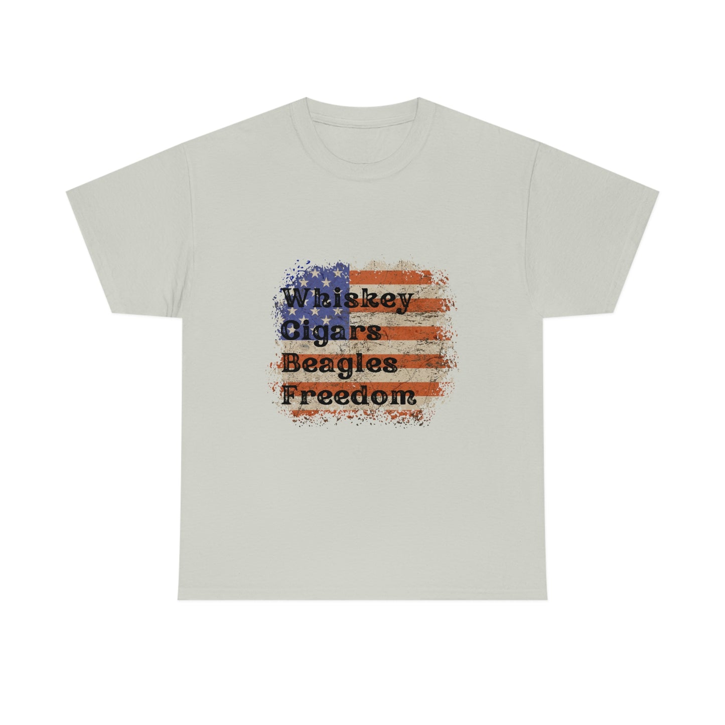 Patriotic Rustic USA Flag Whiskey Cigars Beagles T-Shirt