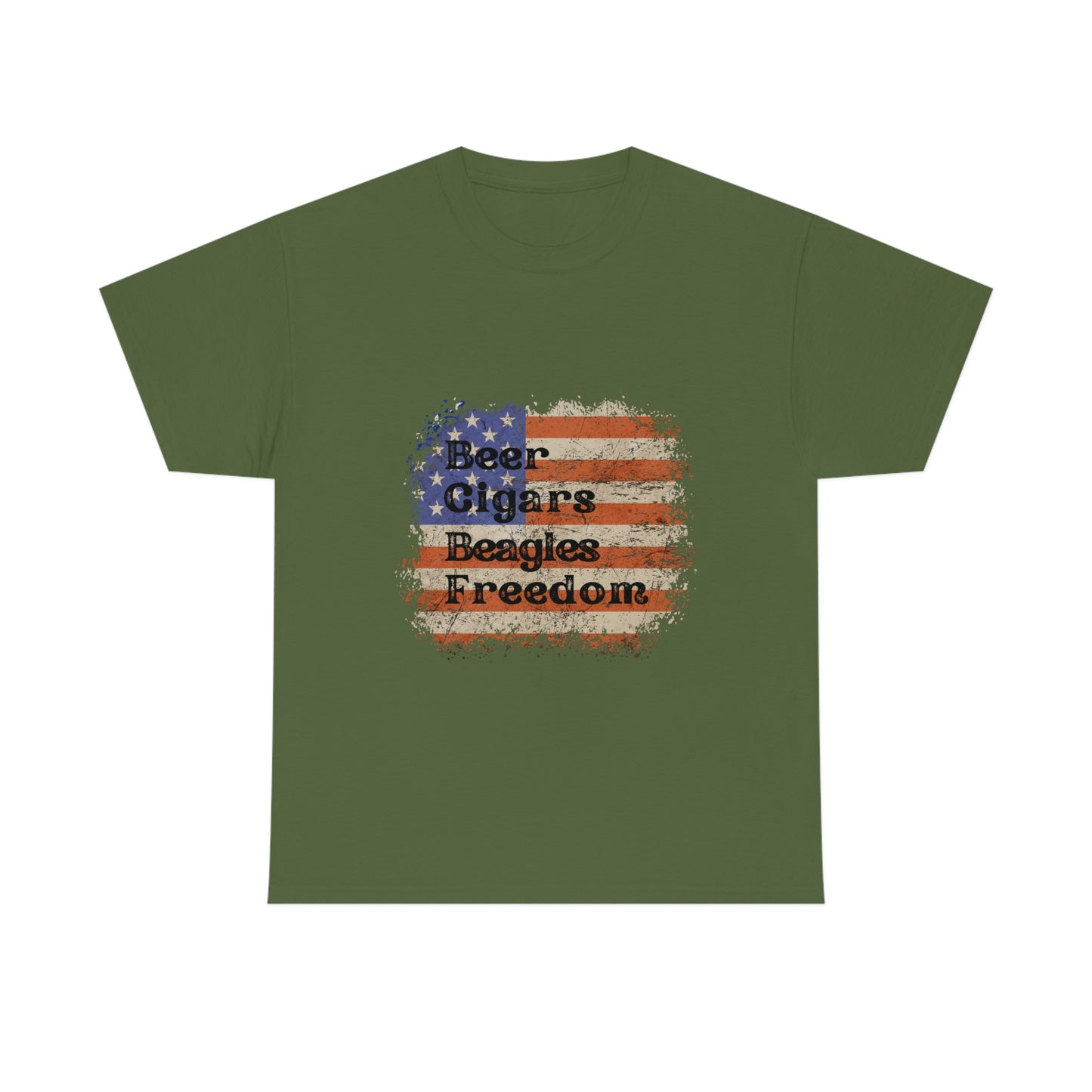 Patriotic Rustic USA Flag Beer Cigars Beagles T-Shirt