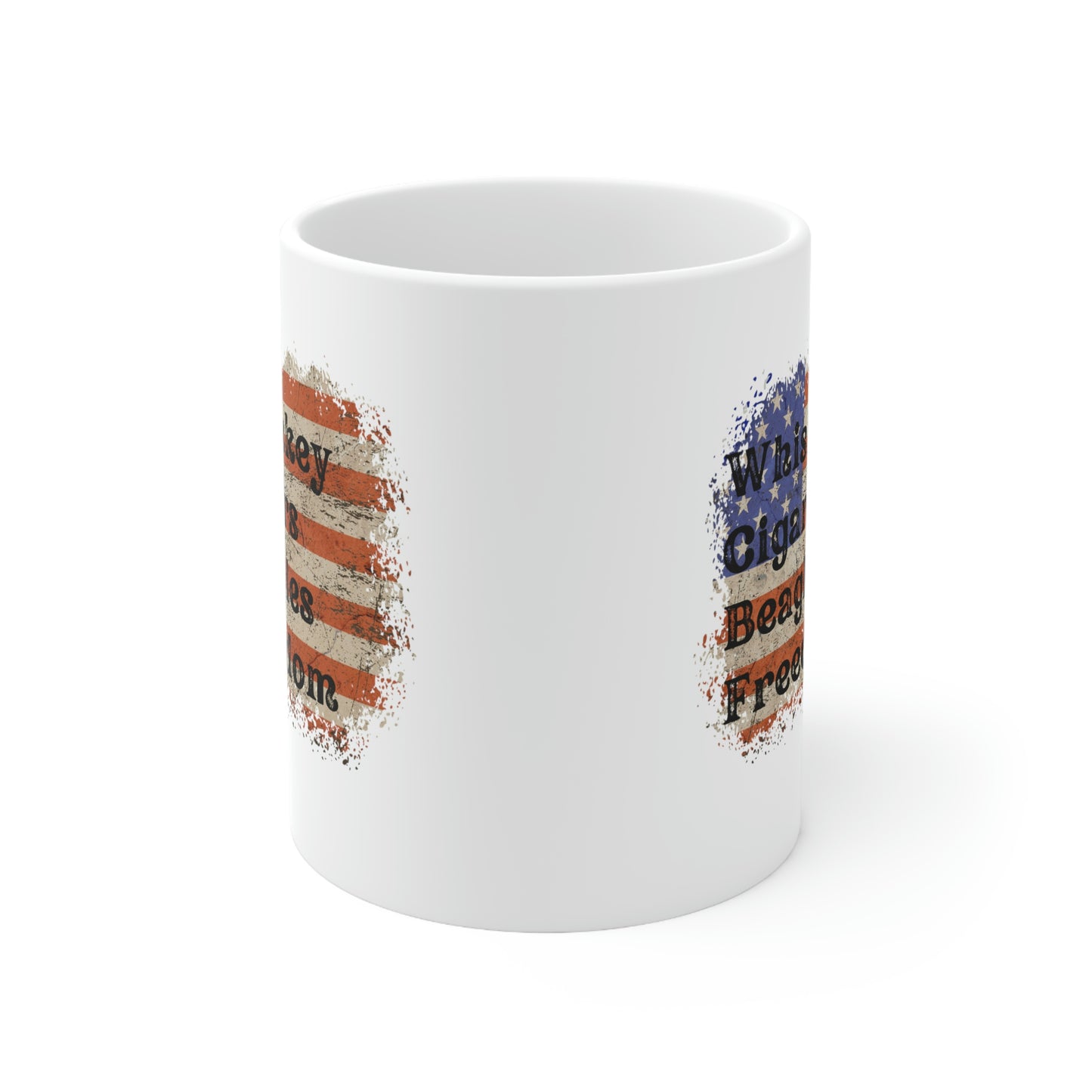 Patriotic Rustic USA Flag Whiskey Cigars Beagles Mug