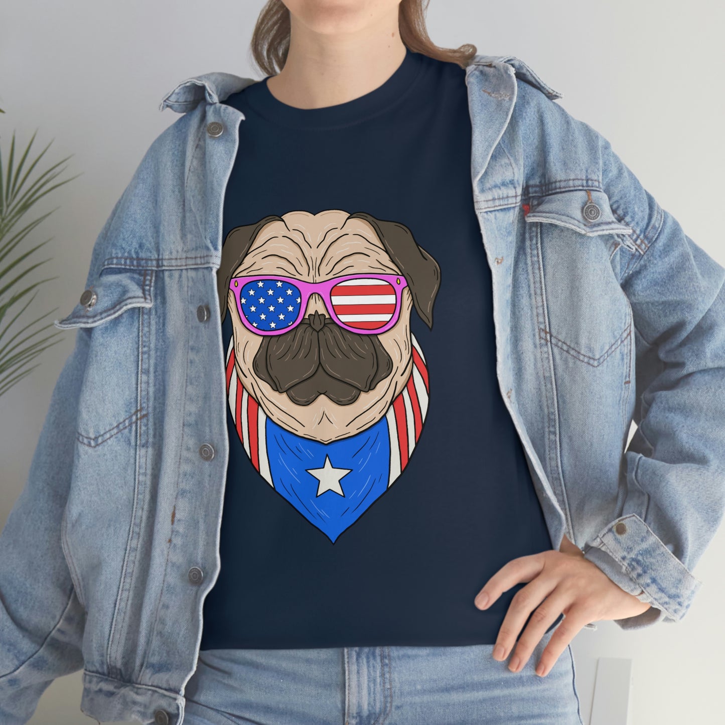 USA Flag Patriotic Pug T-Shirt