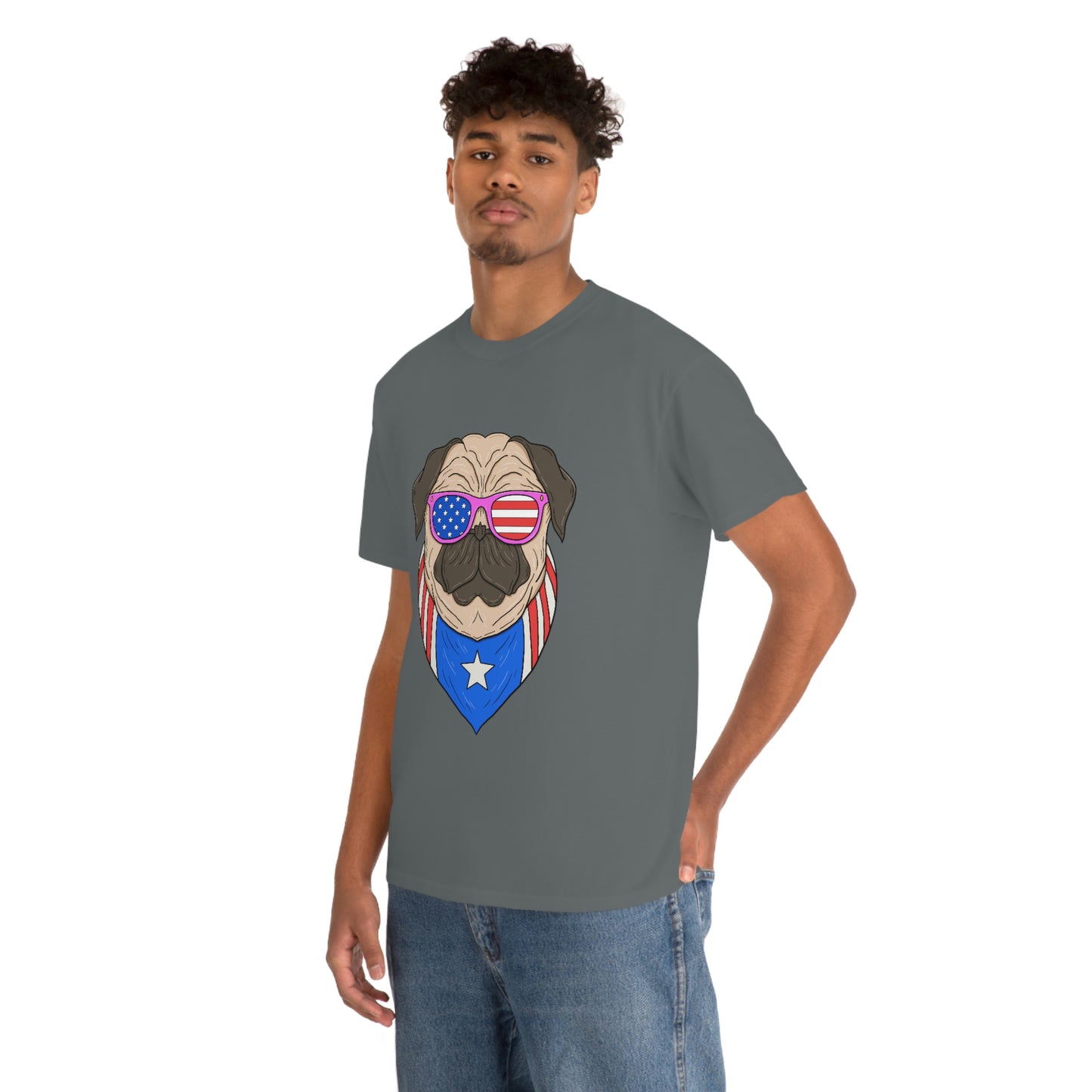 USA Flag Patriotic Pug T-Shirt