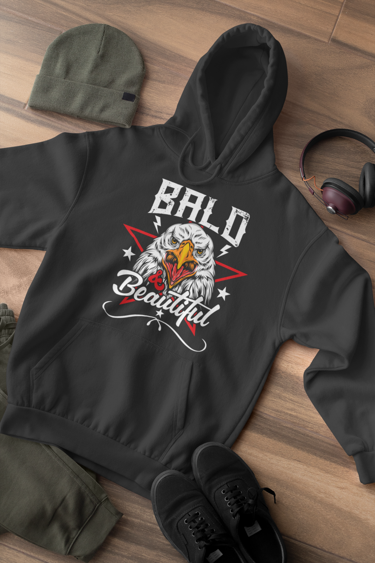 Patriotic Bald Eagle USA Hoodie Bald is Beautiful