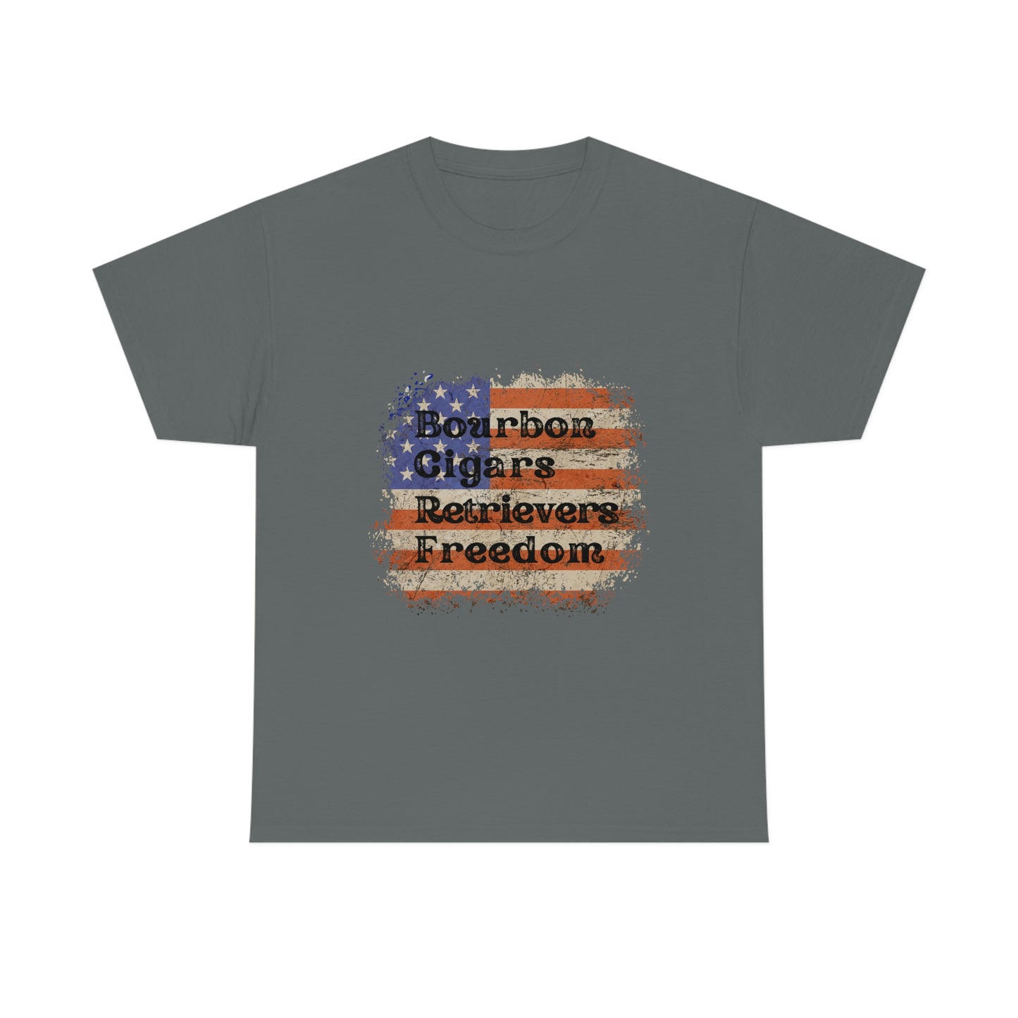 Patriotic Rustic USA Flag Bourbon Cigars Retrievers T-Shirt