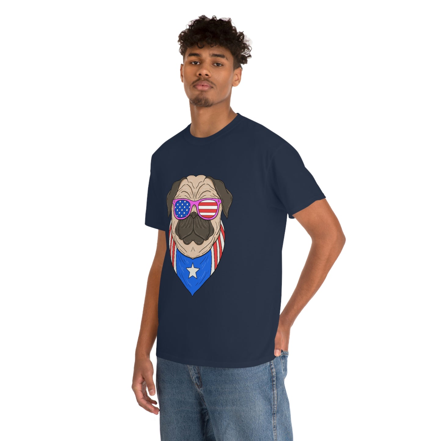 USA Flag Patriotic Pug T-Shirt