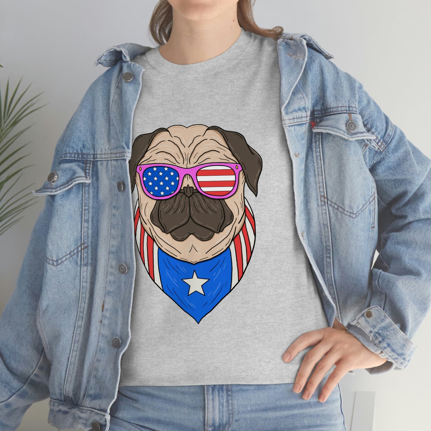 USA Flag Patriotic Pug T-Shirt