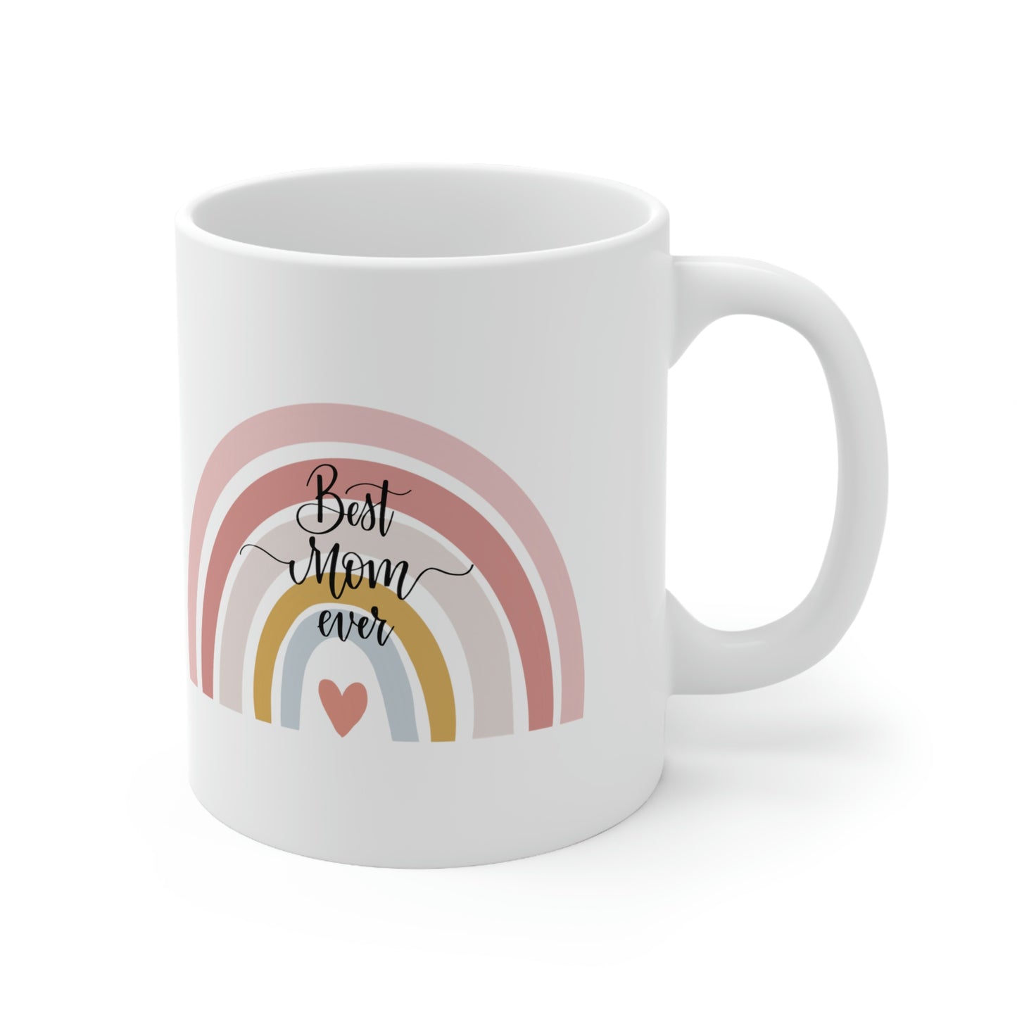 Best Mom Ever Pastel Rainbow and Heart Mug