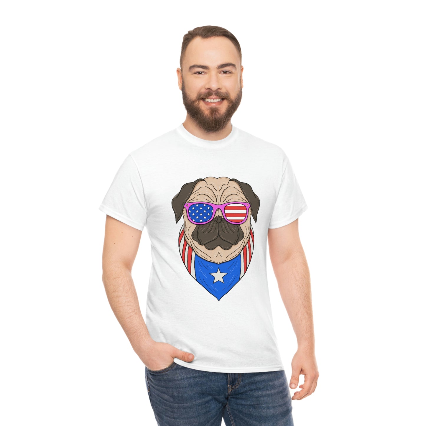 USA Flag Patriotic Pug T-Shirt