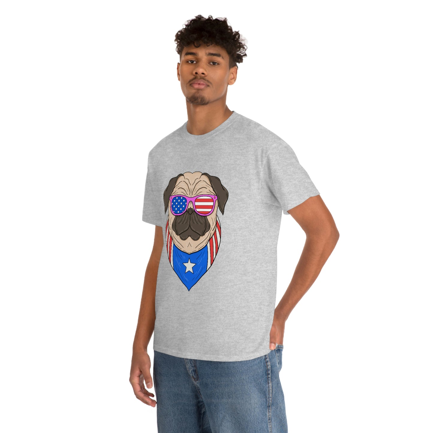 USA Flag Patriotic Pug T-Shirt