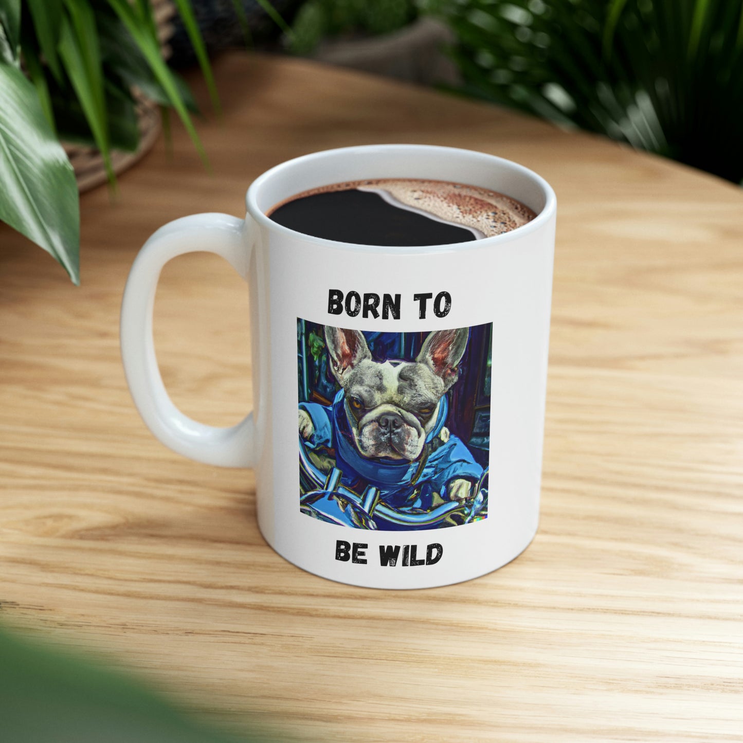 Born To Be Wild, Motorcycle Riding, French Bulldog, Mug