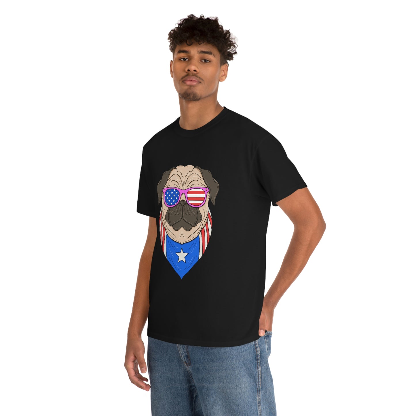 USA Flag Patriotic Pug T-Shirt