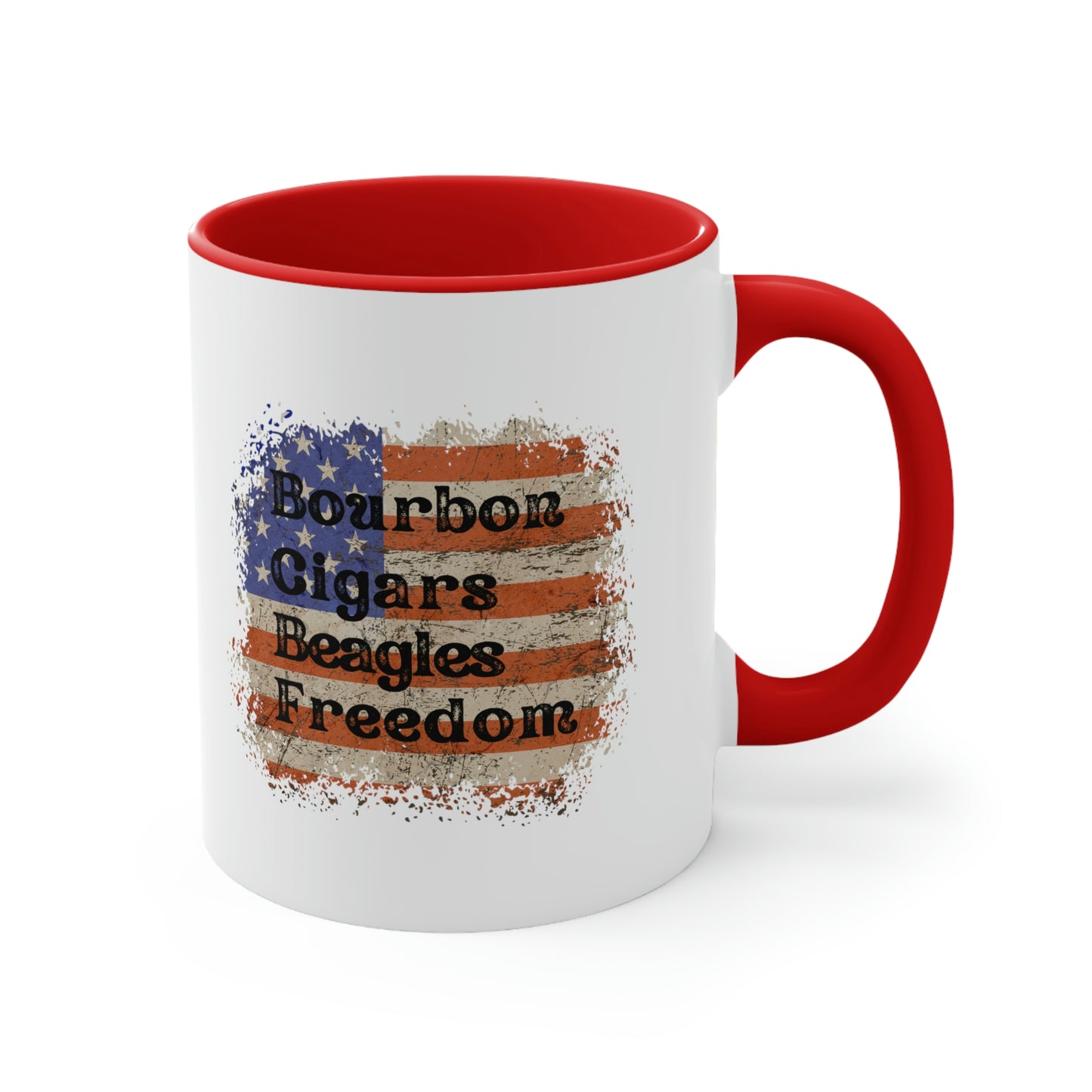 Patriotic Rustic USA Flag Bourbon Cigars Beagles 2 Tone Mug