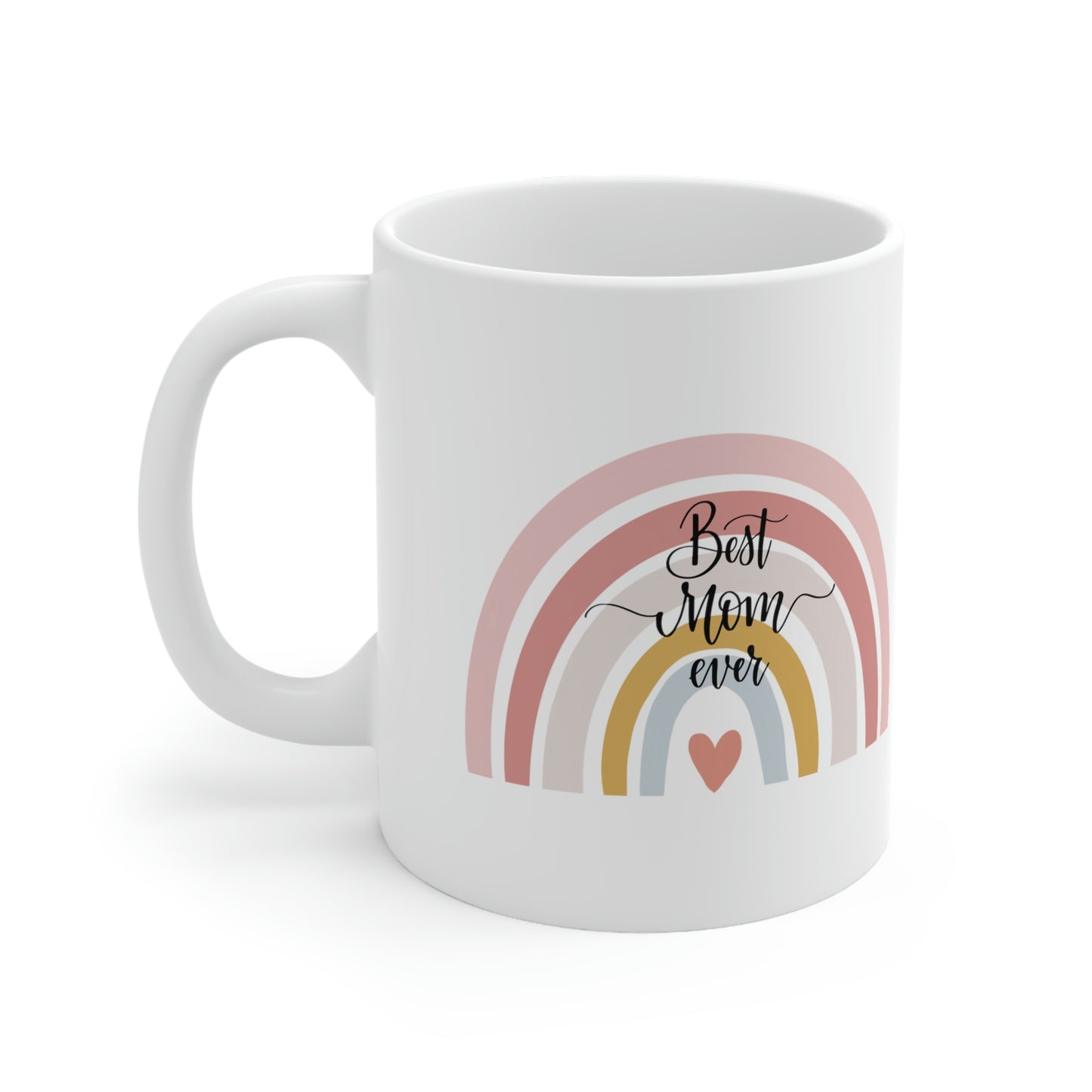 Best Mom Ever Pastel Rainbow and Heart Mug