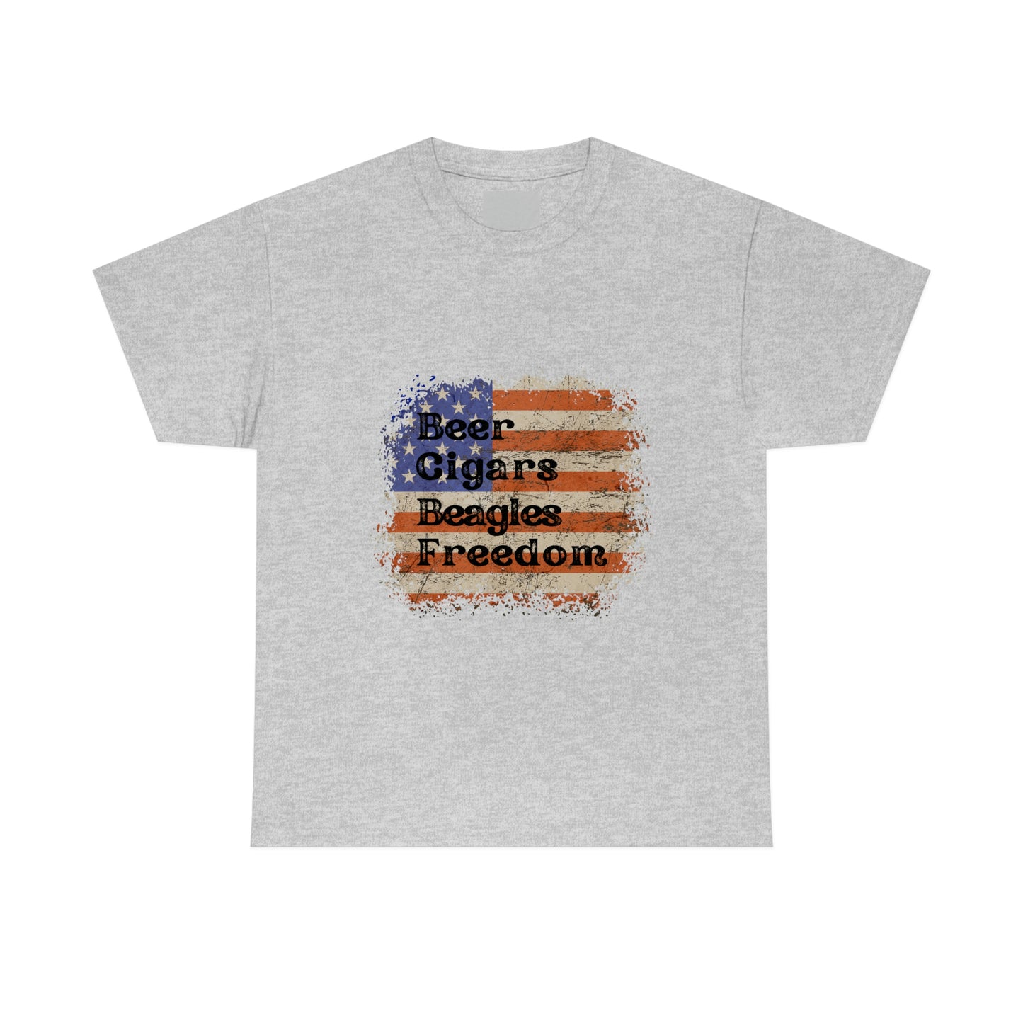 Patriotic Rustic USA Flag Beer Cigars Beagles T-Shirt