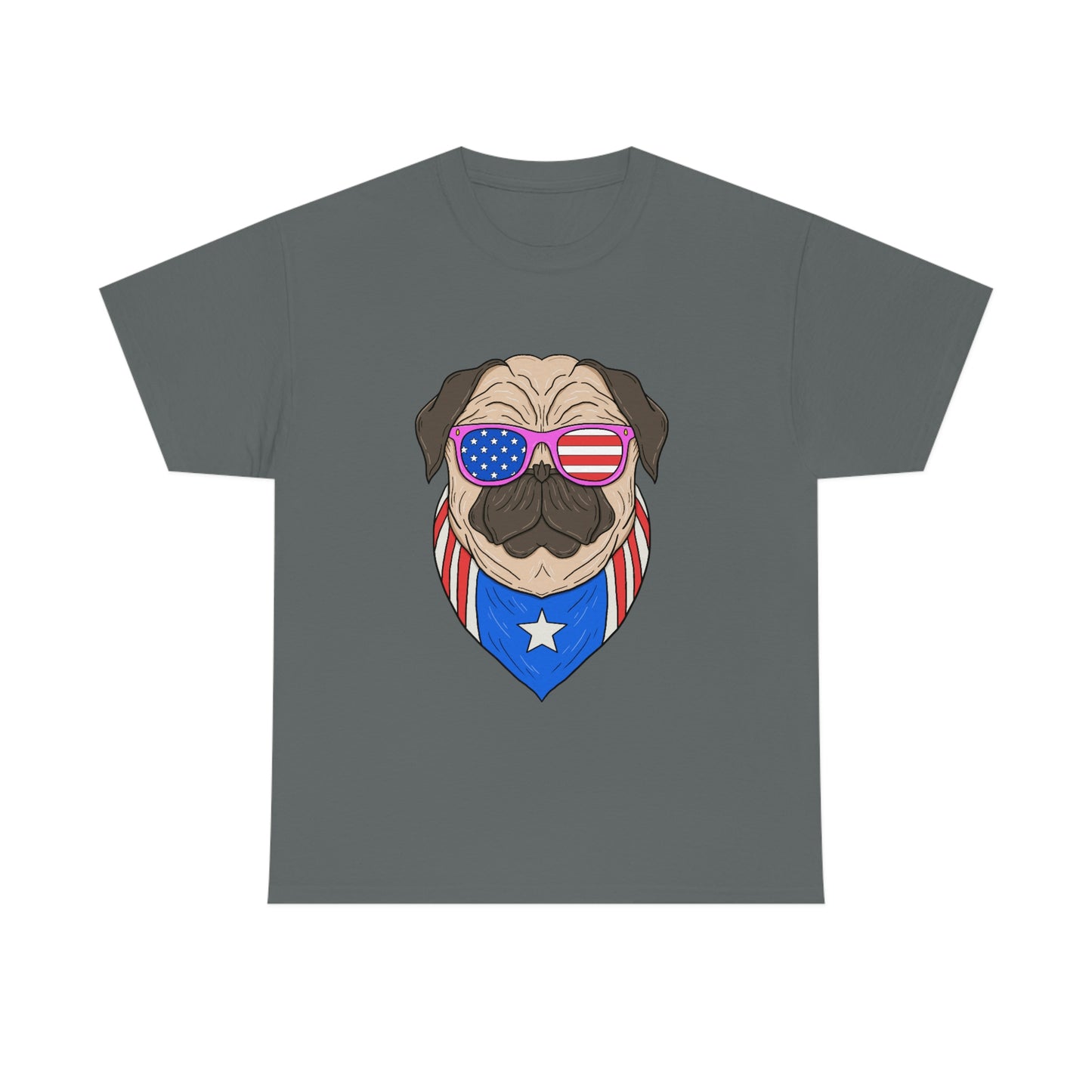 USA Flag Patriotic Pug T Shirt