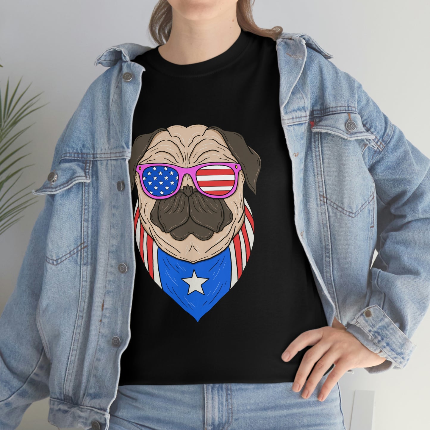 USA Flag Patriotic Pug T-Shirt