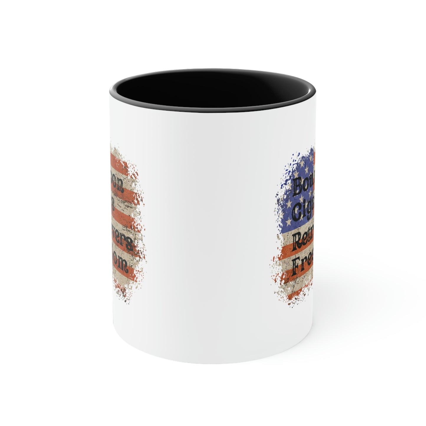 Patriotic Rustic USA Flag Bourbon Cigars Retrievers 2 Tone Mug